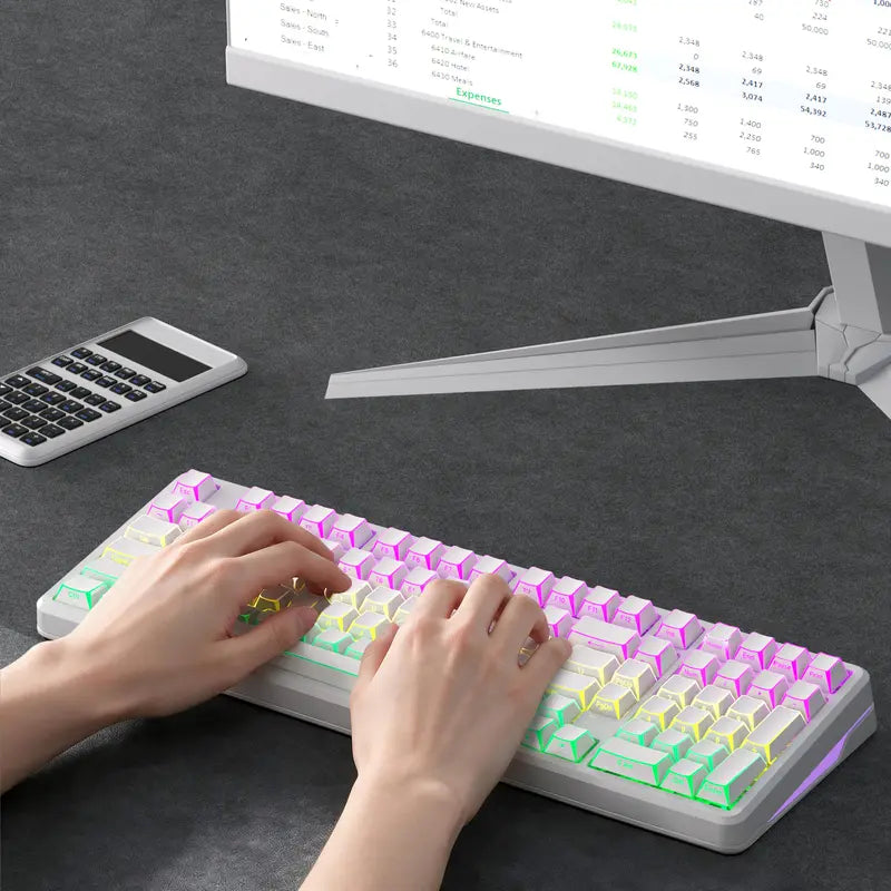 XVX M98 Lumina Full-Size Layout Gaming Keyboard with Number Pad, Tri-Mode Keys (Bt5.0-2.4Ghz-Usb-C), Pre-Lubed Hot Swappable Switches, Gasket Structure, 8000Mah Batteries, RGB Backlit, Creamy Design for Pcs/Macs, Office & Gaming Use