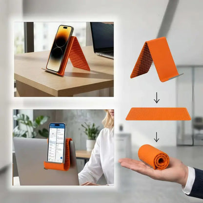 Adjustable Silicone-Aluminium Smartphone Clamp Stand - Compact 110G Folding Non-Slip Mount with Ribbed Grip for Ergonomic Hands-Free Desktop Use for Phones and Laptops | Durable Tablet and Phone Holders & Mounts