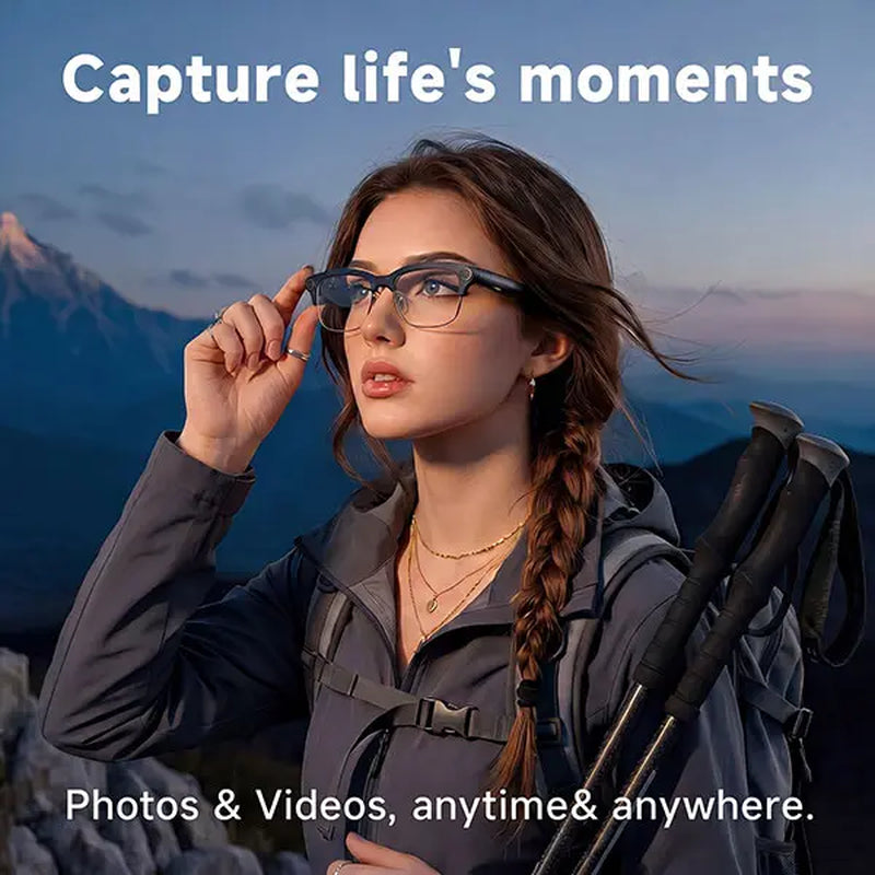 TOOBUR Lightweight Casual Audio Smart Glasses with Open Ear Bluetooth, Rechargeable HD Headphones, 8MP Camera, Video Recording, Touch Control, Call Answering, Real-Time Translation, AI Assistant, and Photochromic Lenses - Ideal Gifts for Adults