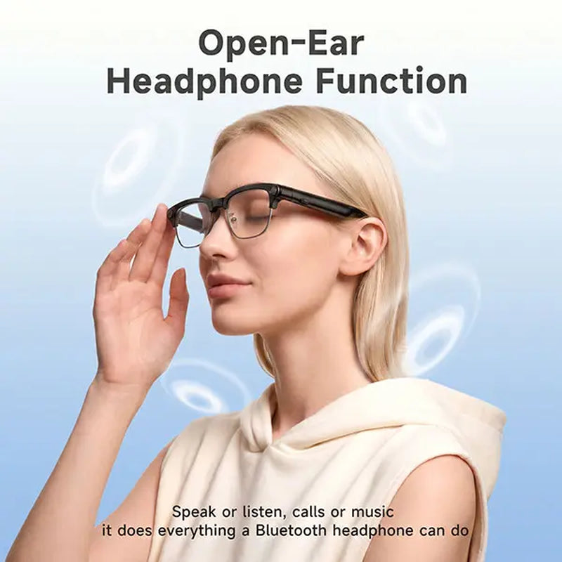 TOOBUR Lightweight Casual Audio Smart Glasses with Open Ear Bluetooth, Rechargeable HD Headphones, 8MP Camera, Video Recording, Touch Control, Call Answering, Real-Time Translation, AI Assistant, and Photochromic Lenses - Ideal Gifts for Adults