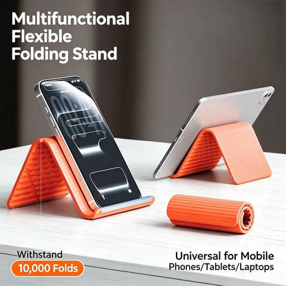 Adjustable Silicone-Aluminium Smartphone Clamp Stand - Compact 110G Folding Non-Slip Mount with Ribbed Grip for Ergonomic Hands-Free Desktop Use for Phones and Laptops | Durable Tablet and Phone Holders & Mounts