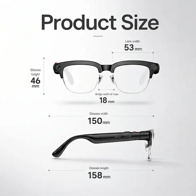 TOOBUR Lightweight Casual Audio Smart Glasses with Open Ear Bluetooth, Rechargeable HD Headphones, 8MP Camera, Video Recording, Touch Control, Call Answering, Real-Time Translation, AI Assistant, and Photochromic Lenses - Ideal Gifts for Adults