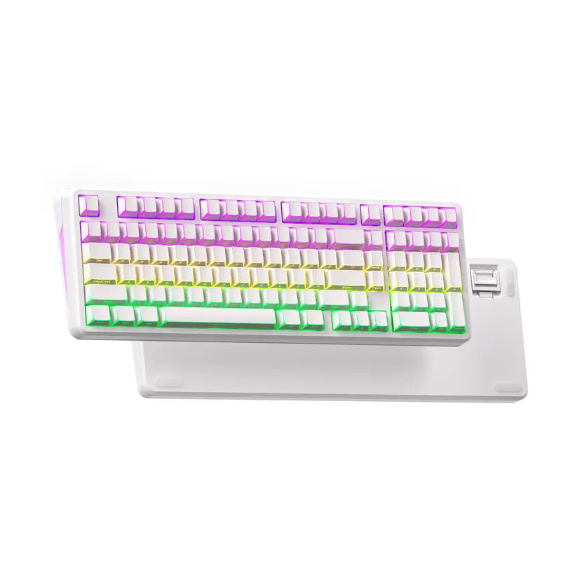 XVX M98 Lumina Full-Size Layout Gaming Keyboard with Number Pad, Tri-Mode Keys (Bt5.0-2.4Ghz-Usb-C), Pre-Lubed Hot Swappable Switches, Gasket Structure, 8000Mah Batteries, RGB Backlit, Creamy Design for Pcs/Macs, Office & Gaming Use