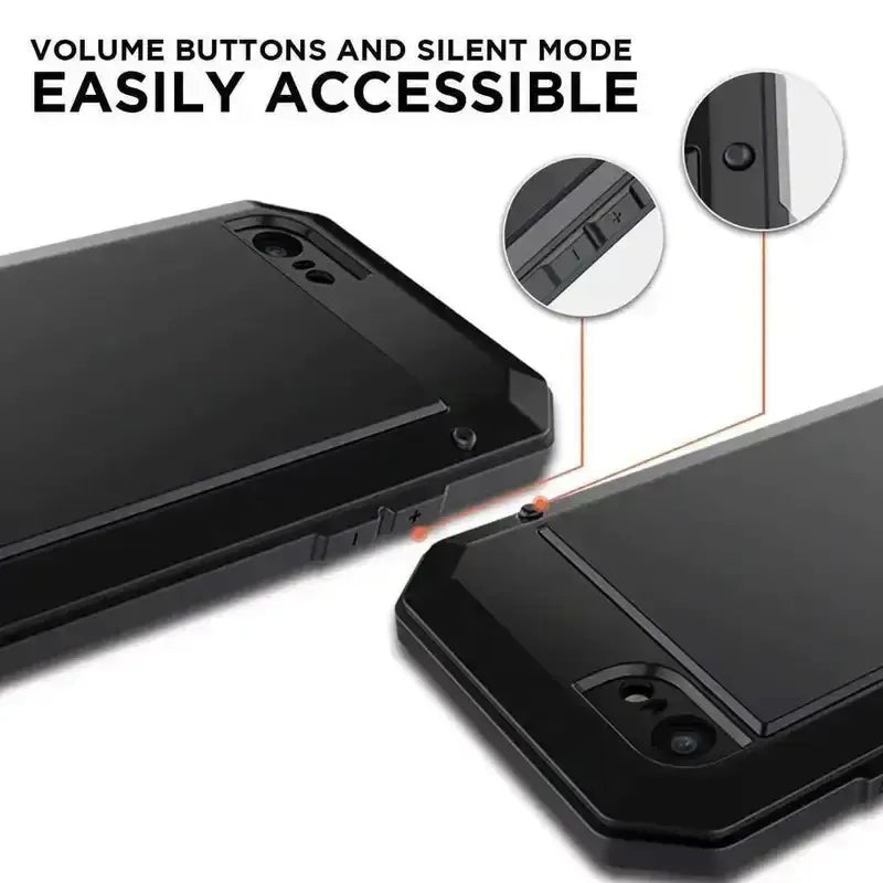 Military-Grade Metal Case for iPhone 14-18 Pro Max - IP54 Waterproof Heavy-Duty Armor with Built-In Gorilla Glass Screen Protector and Full Body Shockproof Design