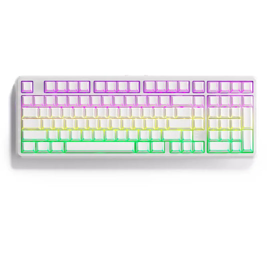 XVX M98 Lumina Full-Size Layout Gaming Keyboard with Number Pad, Tri-Mode Keys (Bt5.0-2.4Ghz-Usb-C), Pre-Lubed Hot Swappable Switches, Gasket Structure, 8000Mah Batteries, RGB Backlit, Creamy Design for Pcs/Macs, Office & Gaming Use