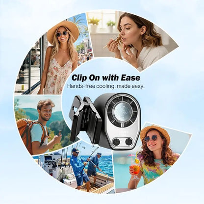Portable USB Rechargeable Semiconductor Cooling Clip-On Fan with 3000mAh Battery, 360° Rotation, 100 Speed Settings, LED Display - Universal Accessory for Vehicles and Electronics