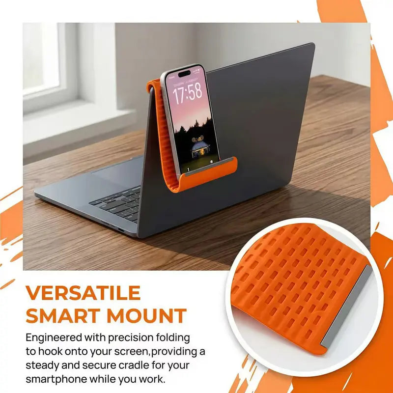 Adjustable Silicone-Aluminium Smartphone Clamp Stand - Compact 110G Folding Non-Slip Mount with Ribbed Grip for Ergonomic Hands-Free Desktop Use for Phones and Laptops | Durable Tablet and Phone Holders & Mounts