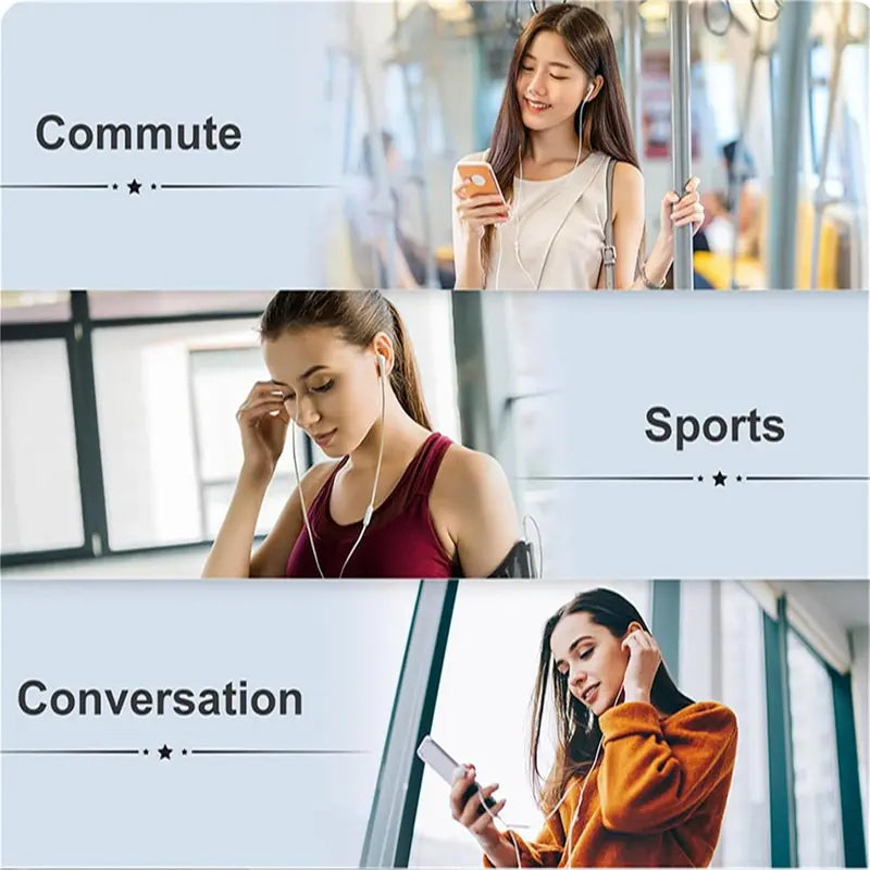 USB-C Wired Semi-In-Ear Earbud Headset with Hi-Fi Sound, Built-In Microphone, Remote Control, Volume Adjustment, Lightweight and Portable Design, Sweat Resistant, Compatible with Samsung Plus and iPhone 15/16 Pro Devices