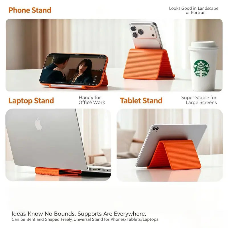 Adjustable Silicone-Aluminium Smartphone Clamp Stand - Compact 110G Folding Non-Slip Mount with Ribbed Grip for Ergonomic Hands-Free Desktop Use for Phones and Laptops | Durable Tablet and Phone Holders & Mounts
