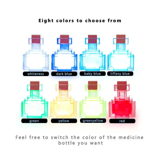 MC Game Potion Bottle LED Night Light with 7 Color Changing Options, Tap Control, Rechargeable Atmosphere Lamp for Bedroom and Desk Decor, Ideal Gift
