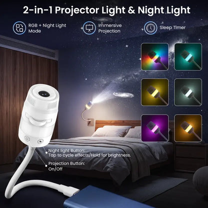 Afootry Adjustable Brightness Star Projector Night Light with 360° Rotating Projection for Room Decor - Ideal Gift for Birthdays, Holidays, and Parties