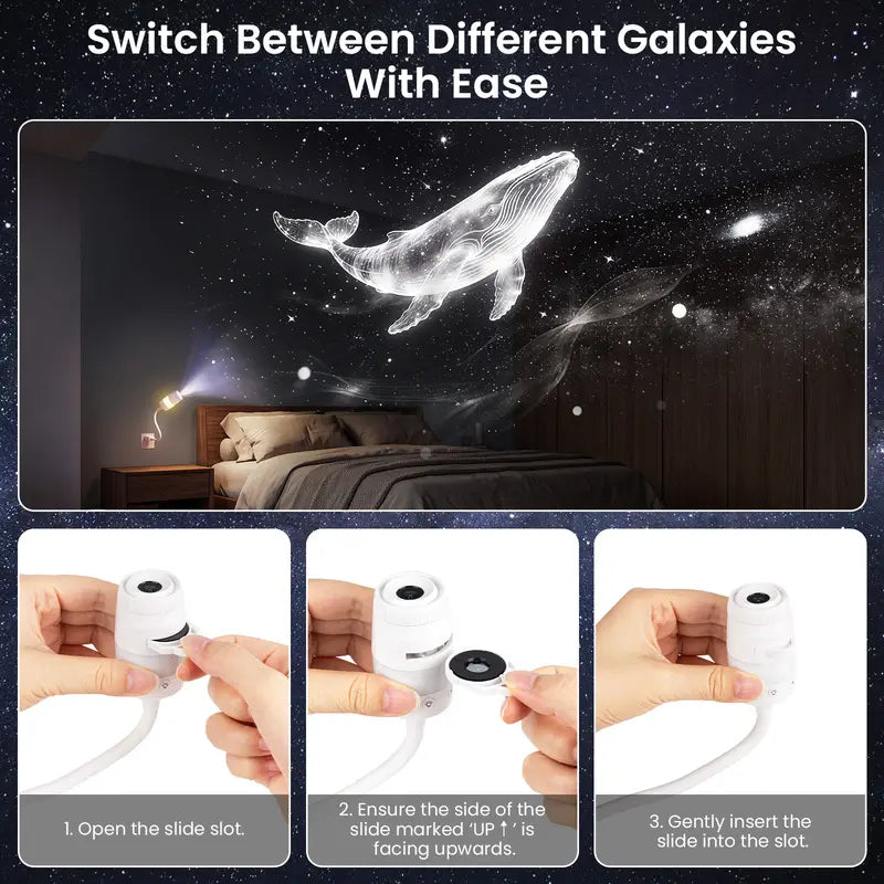 Afootry Adjustable Brightness Star Projector Night Light with 360° Rotating Projection for Room Decor - Ideal Gift for Birthdays, Holidays, and Parties